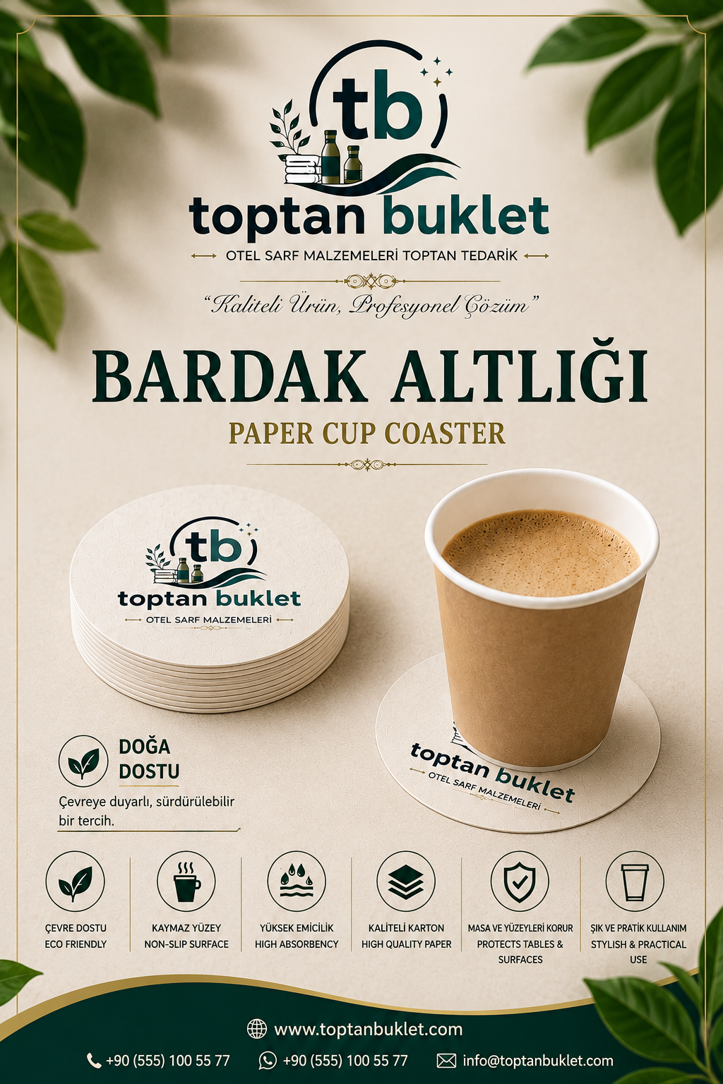 Toptan Buklet Bardak Altlığı