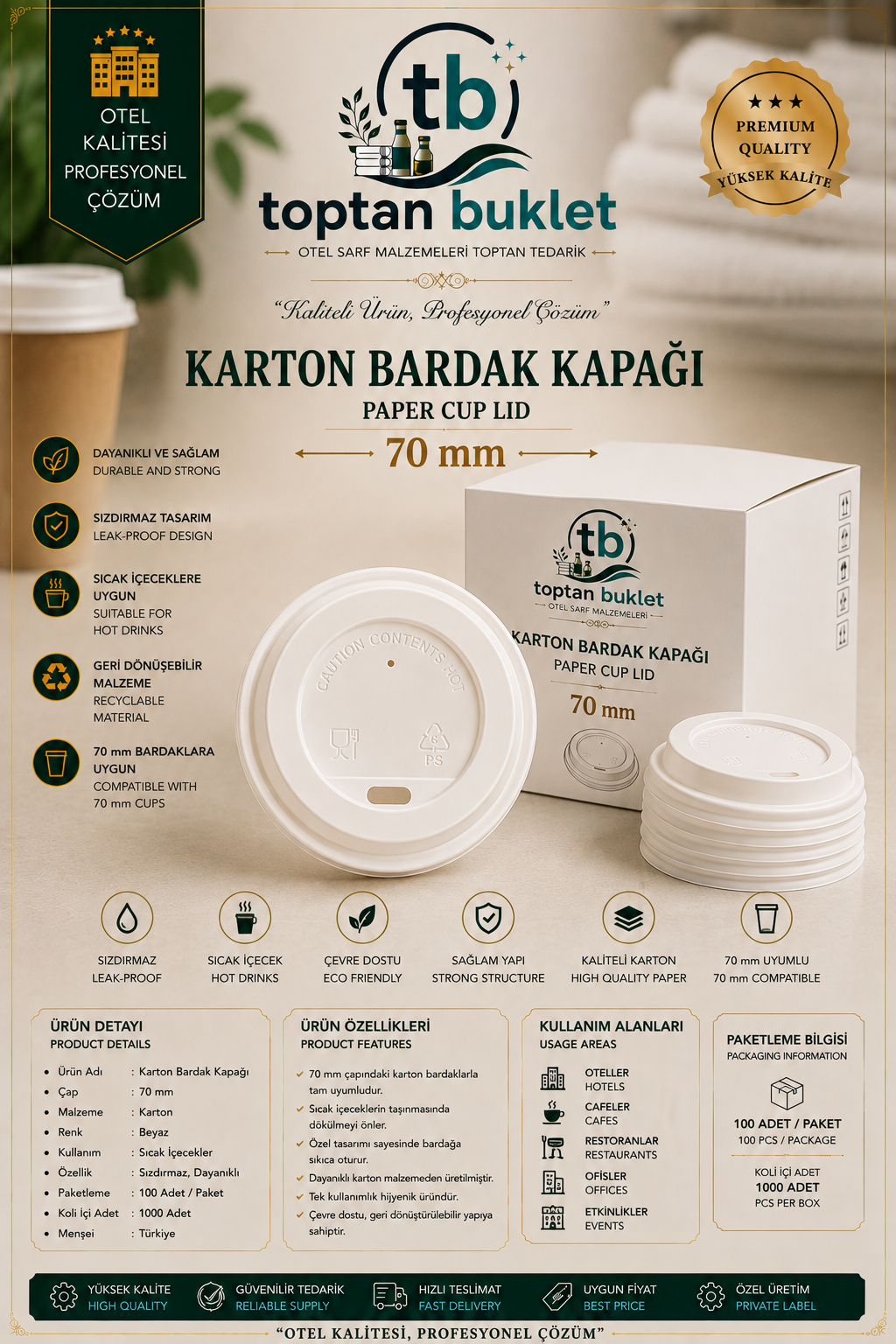 Toptan Buklet Bardak Kapağı