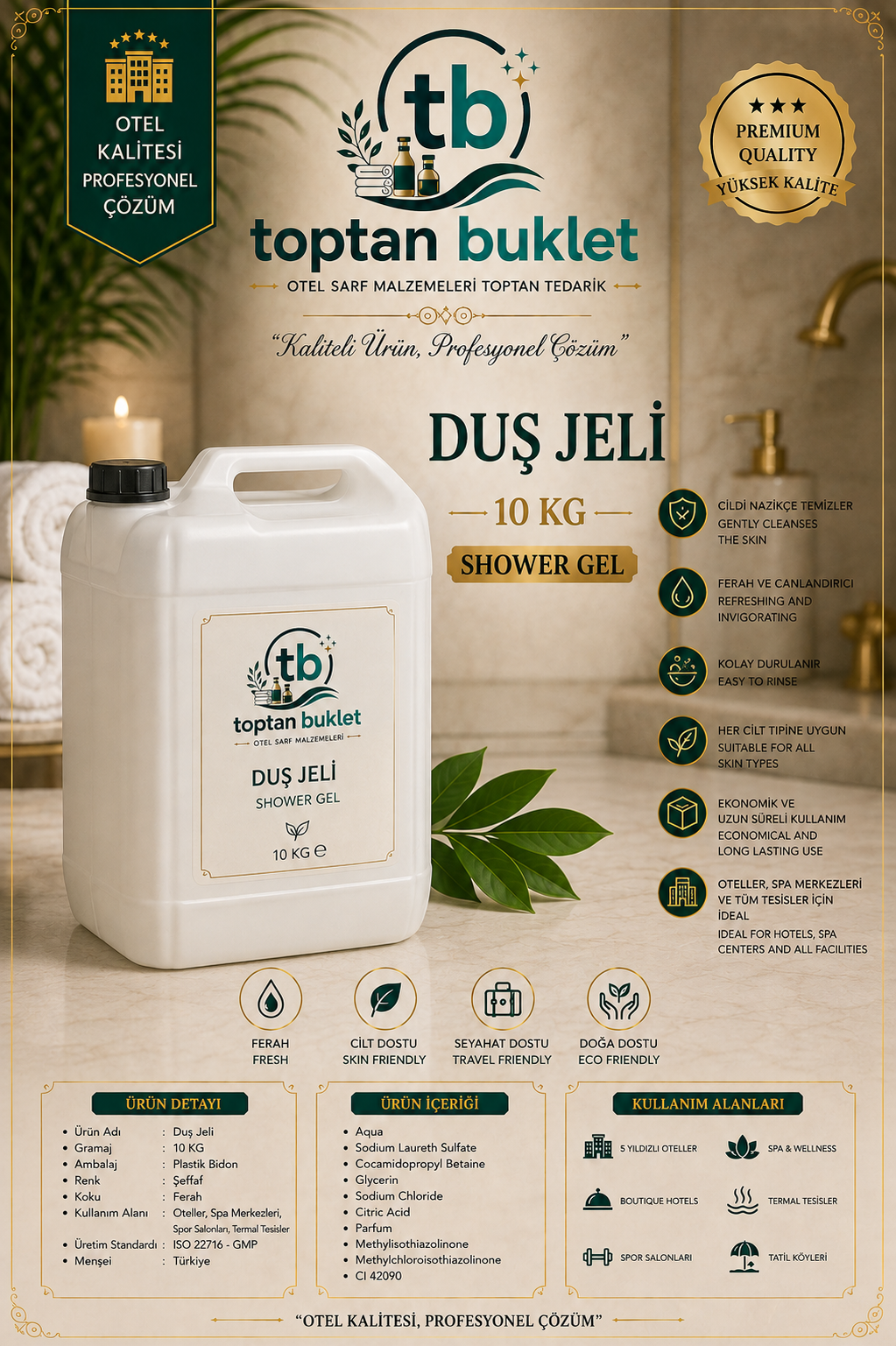 Toptan Buklet 10 Kg Otel Duş Jeli