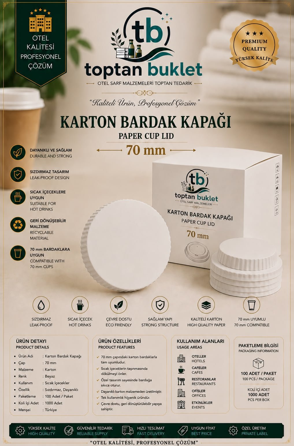 Toptan Buklet Bardak Kapağı